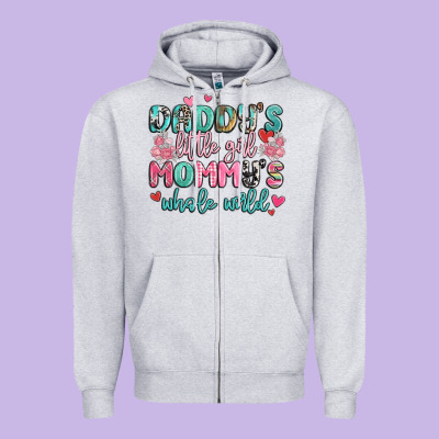Daddy's Little Girl Mommy's Whole World Zipper Hoodie Designed By Maliassmallbusiness