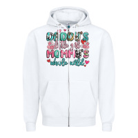 White daddy's little girl mommy's whole world Zipper Hoodie - MaliasSmallBusiness