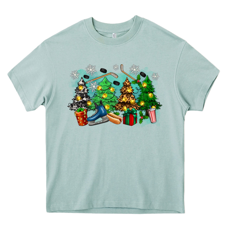 Christmas Trees With Hockey Heavy Core Tee by Zillion Design Studio | Teevron