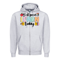 Heather Grey y'all gonna learn today Zipper Hoodie - MaliasSmallBusiness