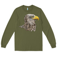 Army Green American White Sea Eagle Head Long Sleeve Tee - LillyAllenDesigns