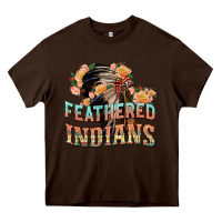 Chocolate Brown feathered indians Heavy Core Tee - texasbilliewilder