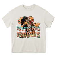 Cream feathered indians Heavy Core Tee - texasbilliewilder