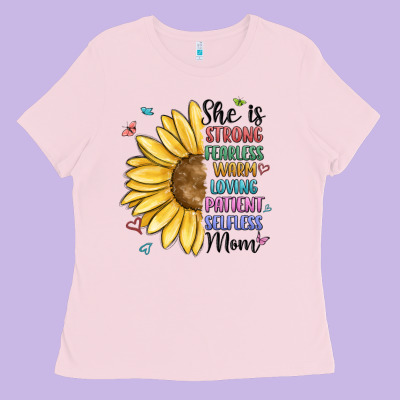 Ladies Tee she is strong fearless warm loving mom