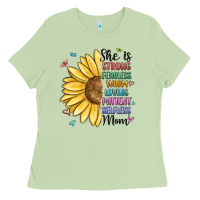 Matcha she is strong fearless warm loving mom Ladies Tee - MaliasSmallBusiness