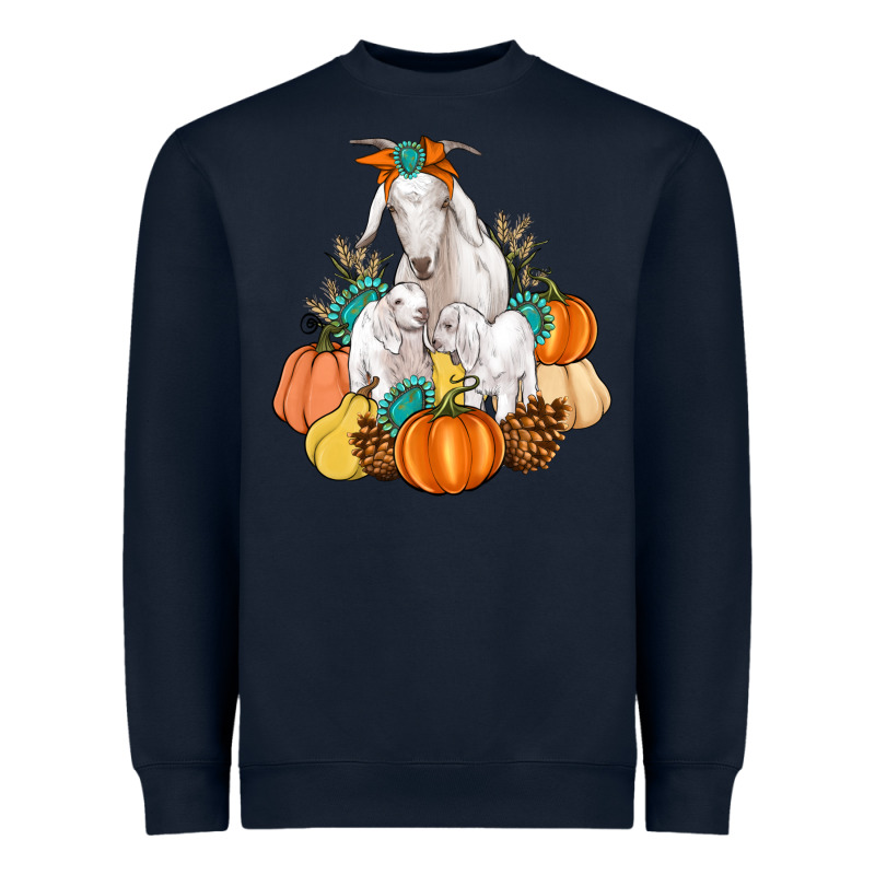 Goat Family Fall Pumpkins Gemstone Heavyweight Sweatshirt by Artiststas | Teevron