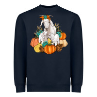 Navy Goat family fall pumpkins gemstone Heavyweight Sweatshirt - Artiststas
