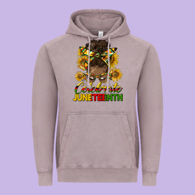 Celebrate Juneteenth Black Woman Bun Vintage Hoodie Designed By Hra Design Shop