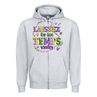 Heather Grey laissez les bon temps rouler Zipper Hoodie - MaliasSmallBusiness