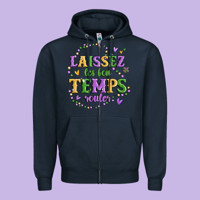 Laissez Les Bon Temps Rouler Zipper Hoodie Designed By Maliassmallbusiness