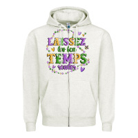 Oatmeal Heather laissez les bon temps rouler Zipper Hoodie - MaliasSmallBusiness