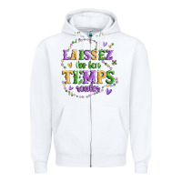 White laissez les bon temps rouler Zipper Hoodie - MaliasSmallBusiness