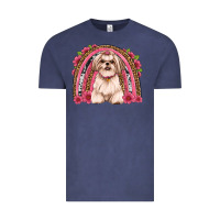 Vintage Denim shih tzu floral rainbow Vintage Tee - JahusDesignShop
