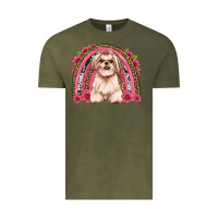 Vintage Olive shih tzu floral rainbow Vintage Tee - JahusDesignShop
