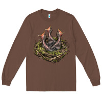 Chestnut Bird Nest With Baby Birds Long Sleeve Tee - LillyAllenDesigns
