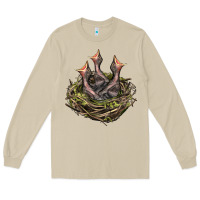 Mushroom Bird Nest With Baby Birds Long Sleeve Tee - LillyAllenDesigns