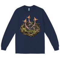 Navy Bird Nest With Baby Birds Long Sleeve Tee - LillyAllenDesigns