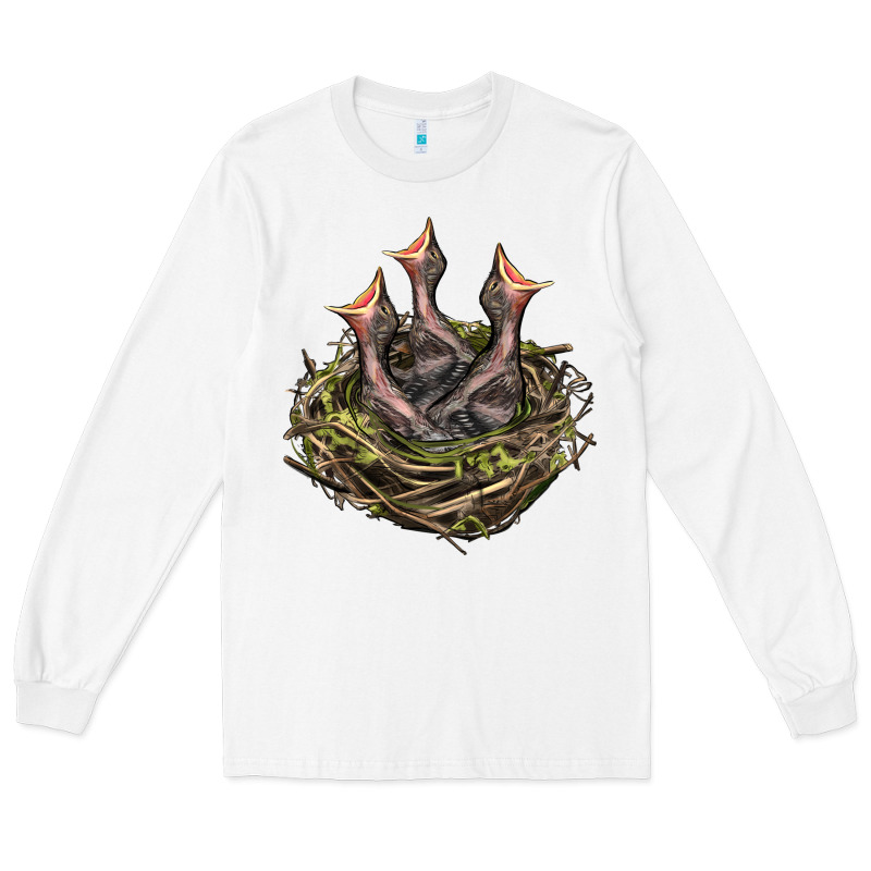 Bird Nest With Baby Birds Long Sleeve Tee by LillyAllenDesigns | Teevron