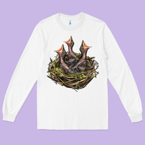 Bird Nest With Baby Birds Long Sleeve Tee Designed By Lillyallendesigns