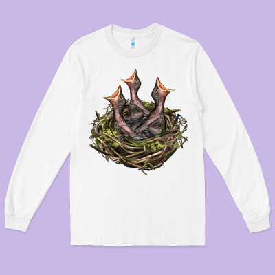 Bird Nest With Baby Birds Long Sleeve Tee Designed By Lillyallendesigns