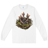 White Bird Nest With Baby Birds Long Sleeve Tee - LillyAllenDesigns