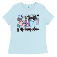 Baby Blue the gym is my happy place Ladies Tee - MaliasSmallBusiness