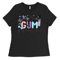 Black the gym is my happy place Ladies Tee - MaliasSmallBusiness