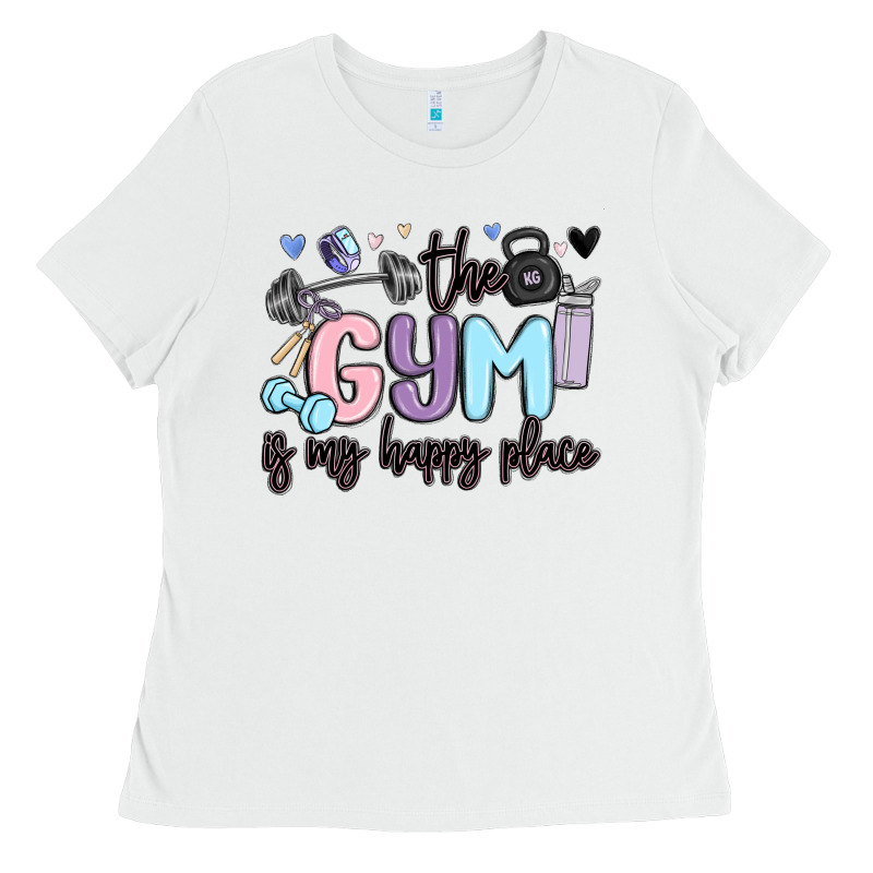 The Gym Is My Happy Place Ladies Tee by MaliasSmallBusiness | Teevron