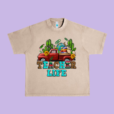 Teacher Life Western Truck And Books Urban Heavy Tee Designed By Adodesignshop