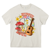 Cream hippie soul with peace Heavy Core Tee - texasbilliewilder
