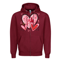 Burgundy valentines hearts Zipper Hoodie - MaliasSmallBusiness