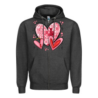 Charcoal Heather valentines hearts Zipper Hoodie - MaliasSmallBusiness