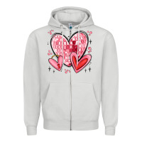 Dove Grey valentines hearts Zipper Hoodie - MaliasSmallBusiness