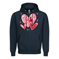 Navy valentines hearts Zipper Hoodie - MaliasSmallBusiness