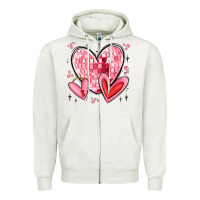 Oatmeal Heather valentines hearts Zipper Hoodie - MaliasSmallBusiness