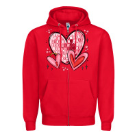 Red valentines hearts Zipper Hoodie - MaliasSmallBusiness
