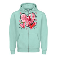 Seafoam valentines hearts Zipper Hoodie - MaliasSmallBusiness