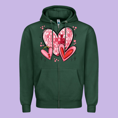 Valentines Hearts Zipper Hoodie Designed By Maliassmallbusiness
