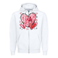 White valentines hearts Zipper Hoodie - MaliasSmallBusiness