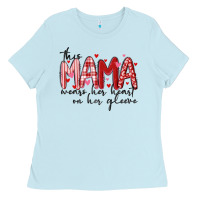Baby Blue this mama wears her heart on her gleeve Ladies Tee - MaliasSmallBusiness