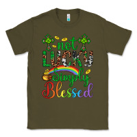 Army Green Western St. Patrick's Day Cross Not Lucky Simply Blessed Classic Tee - Artiststas