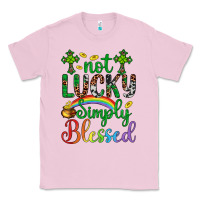 Bubblegum Pink Western St. Patrick's Day Cross Not Lucky Simply Blessed Classic Tee - Artiststas