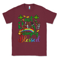 Burgundy Western St. Patrick's Day Cross Not Lucky Simply Blessed Classic Tee - Artiststas