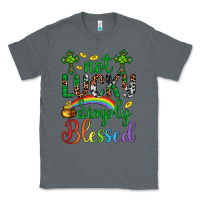 Charcoal Heather Western St. Patrick's Day Cross Not Lucky Simply Blessed Classic Tee - Artiststas