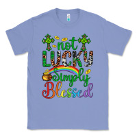 Colony Blue Western St. Patrick's Day Cross Not Lucky Simply Blessed Classic Tee - Artiststas