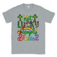 Heather Grey Western St. Patrick's Day Cross Not Lucky Simply Blessed Classic Tee - Artiststas