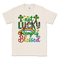 Natural Western St. Patrick's Day Cross Not Lucky Simply Blessed Classic Tee - Artiststas