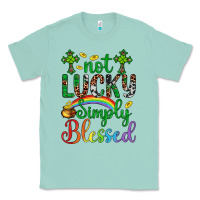 Seafoam Western St. Patrick's Day Cross Not Lucky Simply Blessed Classic Tee - Artiststas