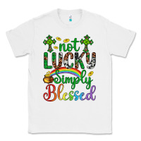White Western St. Patrick's Day Cross Not Lucky Simply Blessed Classic Tee - Artiststas