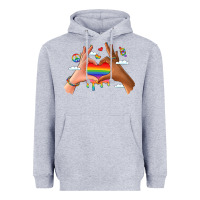 Heather Grey lgbtq pride hands Heavyweight Hoodie - LillyAllenDesigns